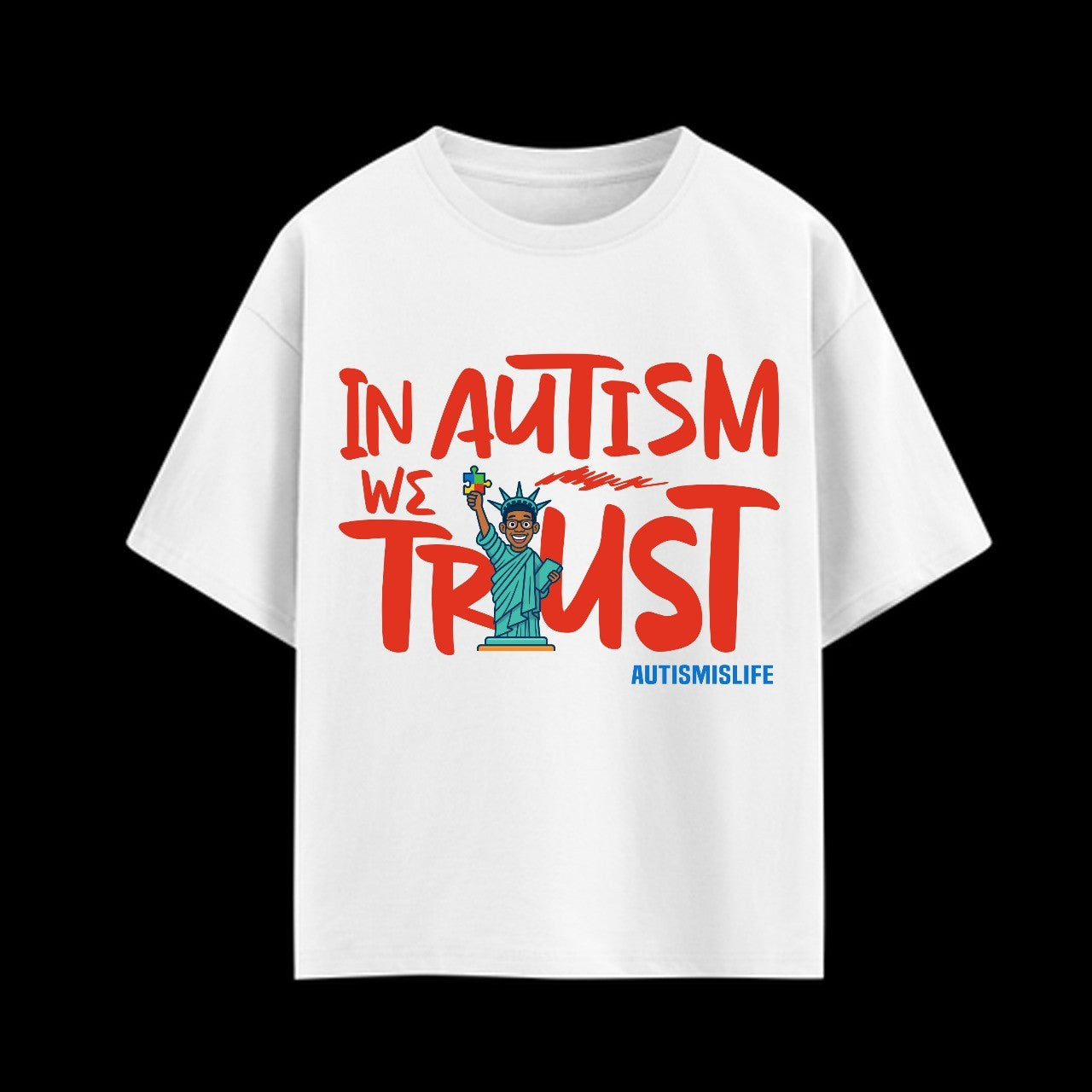 (Pre-Order 2  Weeks) “IN AUTISM WE TRUST” Autsmislife  Tee – White (KIDS)